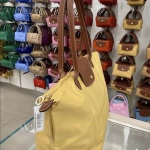 Longchamp nylon yellow tote bag Large size